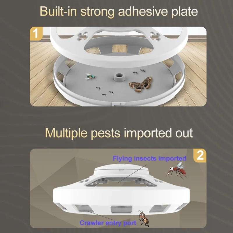 DC-9109 Insect Trap Multifunctional Indoor Mosquito Killer Light Flea Cockroach Catcher with UV Light Fan Suction - White