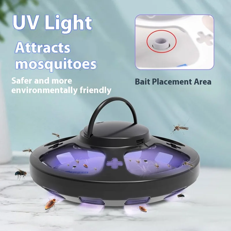 DC-9109 Insect Trap Multifunctional Indoor Mosquito Killer Light Flea Cockroach Catcher with UV Light Fan Suction - White