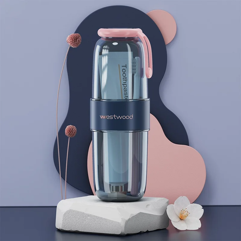 WESTWOOD Portable Travel Toothbrush Cup Toiletry Organizer Toothpaste Storage Box - Sapphire