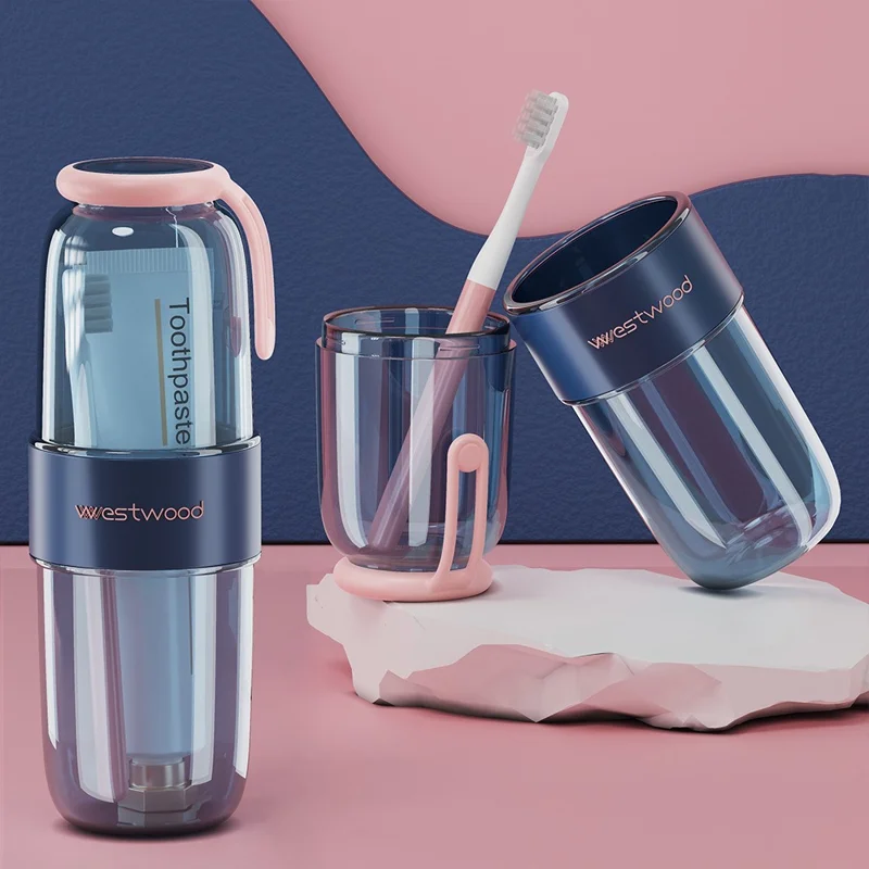 WESTWOOD Portable Travel Toothbrush Cup Toiletry Organizer Toothpaste Storage Box - Sapphire