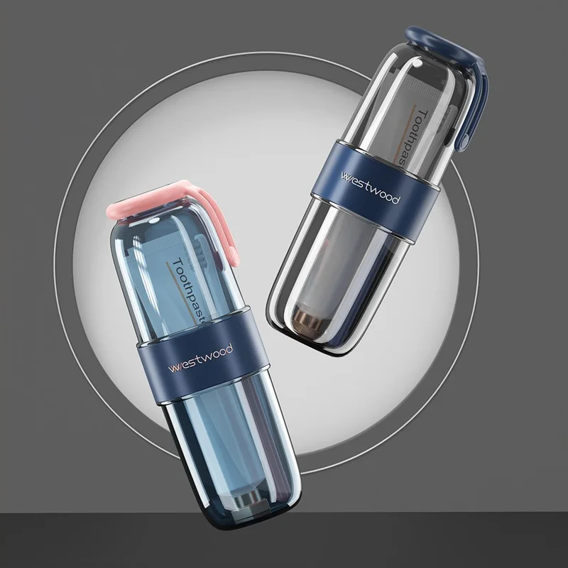 WESTWOOD Portable Travel Toothbrush Cup Toiletry Organizer Toothpaste Storage Box - Sapphire