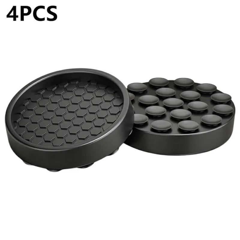 4Pcs 5CM Round Suction Cup Furniture Pads for Sofa Legs Chair Table Feet Non Slip Silicone Mat Noise Reduction - Black