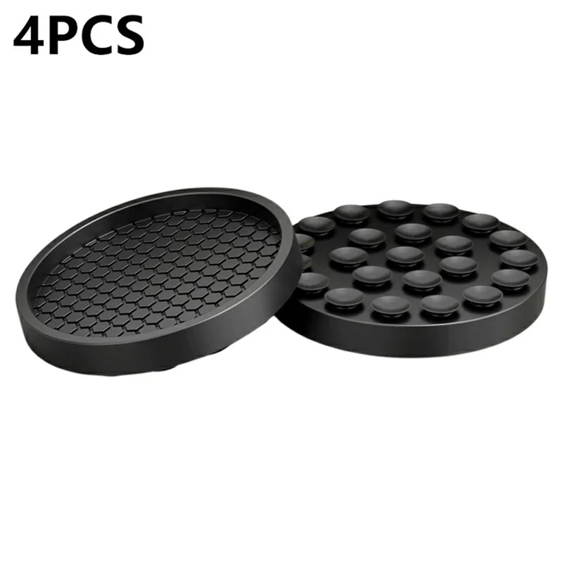 4Pcs 7.5CM Round Suction Cup Furniture Pads for Sofa Legs Chair Table Feet Non Slip Silicone Mat Noise Reduction - Black