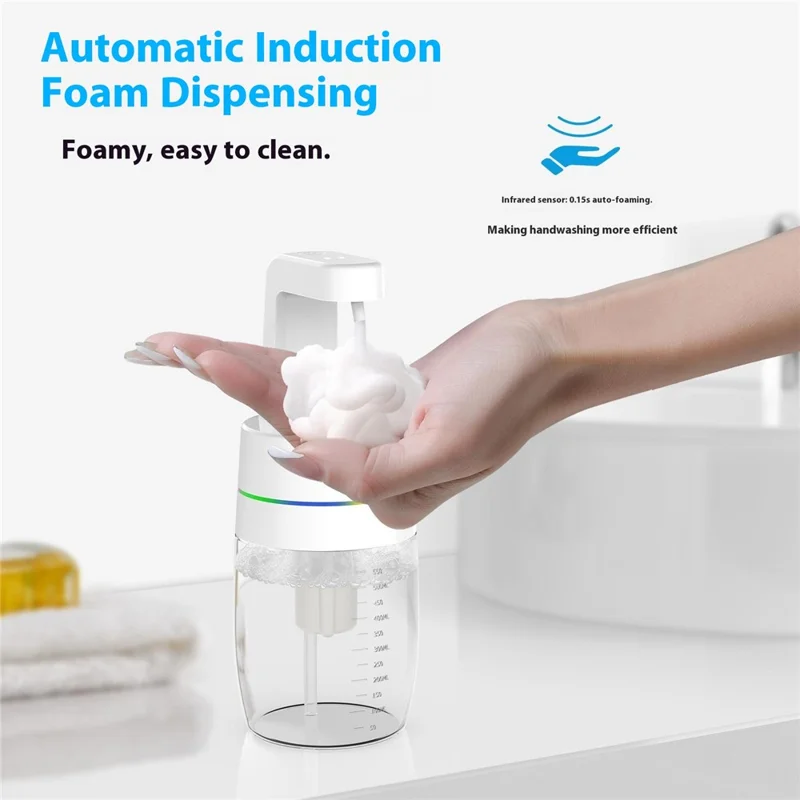 550ml Automatische Zeepdispenser Infraroodsensor Foamdispenser met Verlichtingseffect voor Thuis / Kantoor - Foamversie