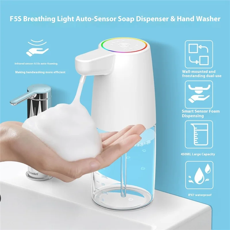 450ml Automatic Soap Dispenser Touchless Foaming Hand Wash Machine Infrared Sensor - Foam Version