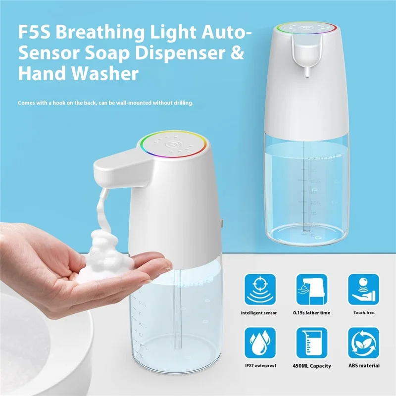 450ml Automatic Soap Dispenser Touchless Foaming Hand Wash Machine Infrared Sensor - Foam Version