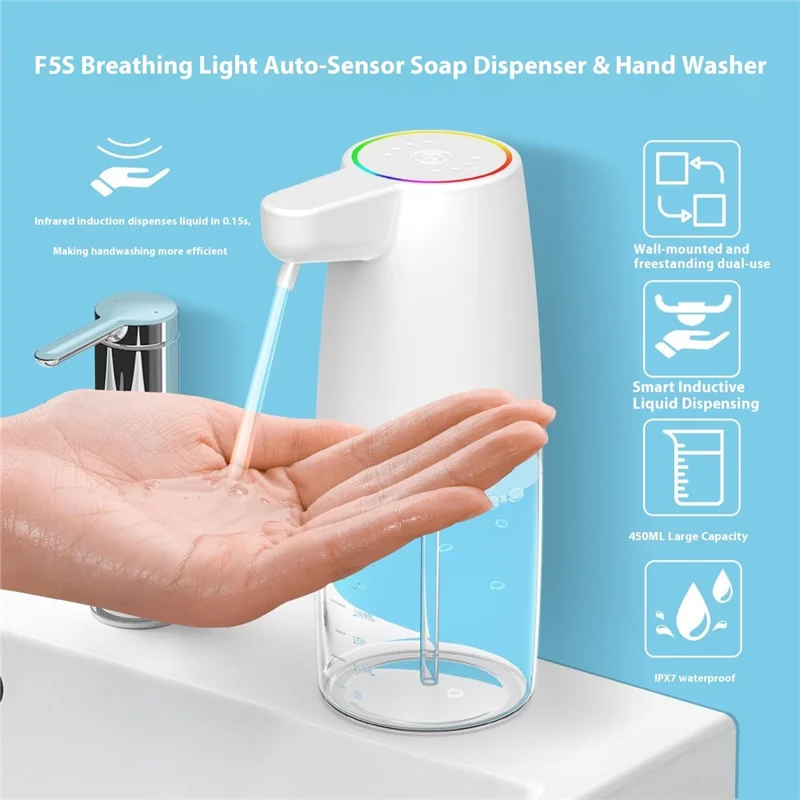 450ml Automatic Soap Dispenser Touchless Foaming Hand Wash Machine Infrared Sensor - Liquid Version