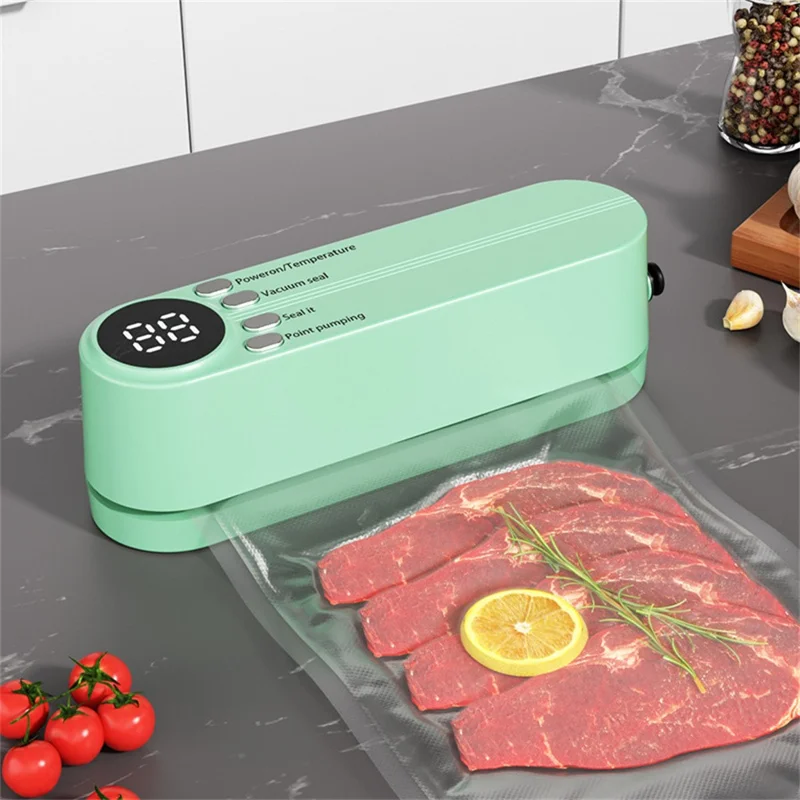 Mini Aspirateur Scellant Rechargeable Machine à Sceller les Aliments Appareil d'Emballage Portable pour Cuisine - Vert