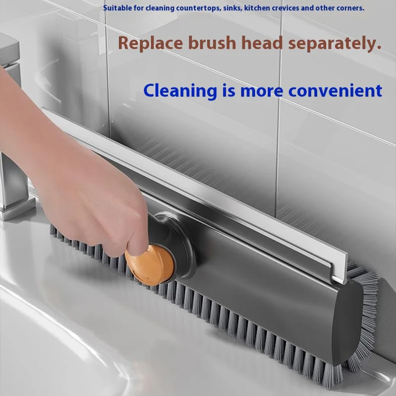 Dubbelzijdige V-vormige vloerborstel voor badkamer met uitgebreide verdikte handgreep