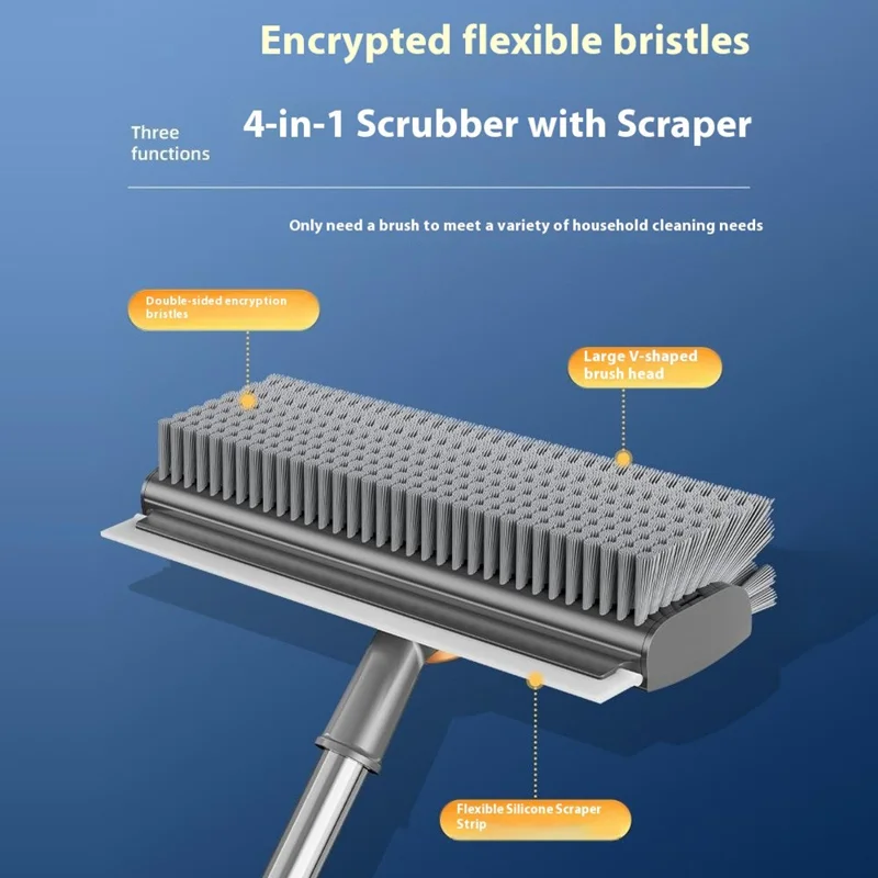 Dubbelzijdige V-vormige vloerborstel voor badkamer met uitgebreide verdikte handgreep