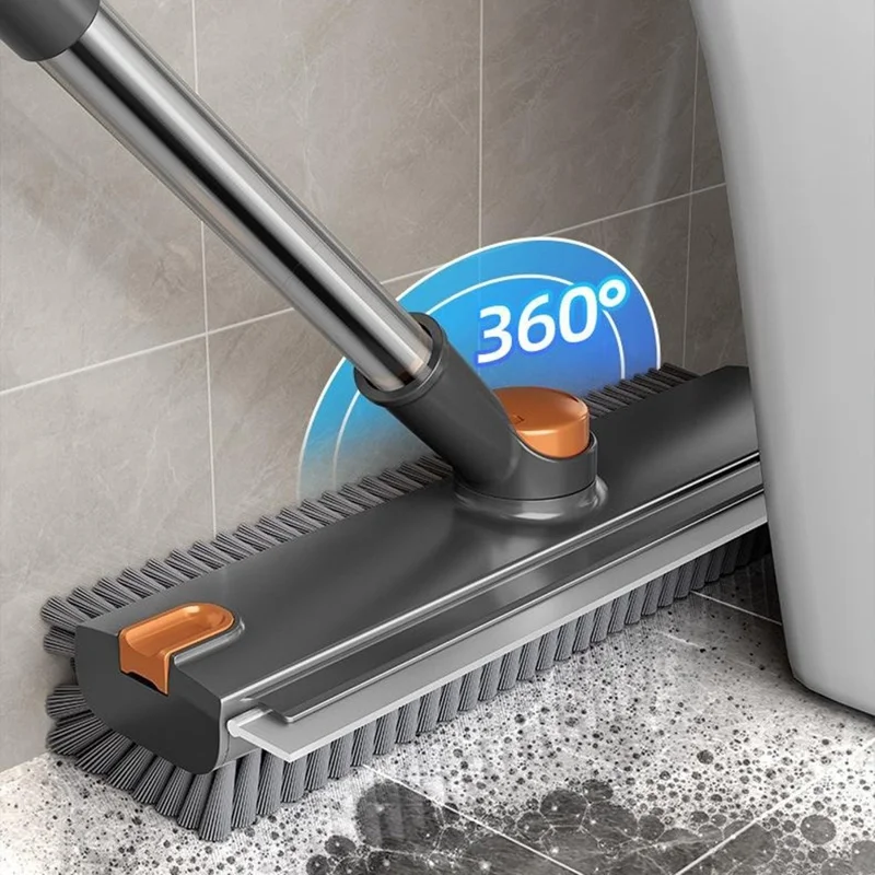 Dubbelzijdige V-vormige vloerborstel voor badkamer met uitgebreide verdikte handgreep