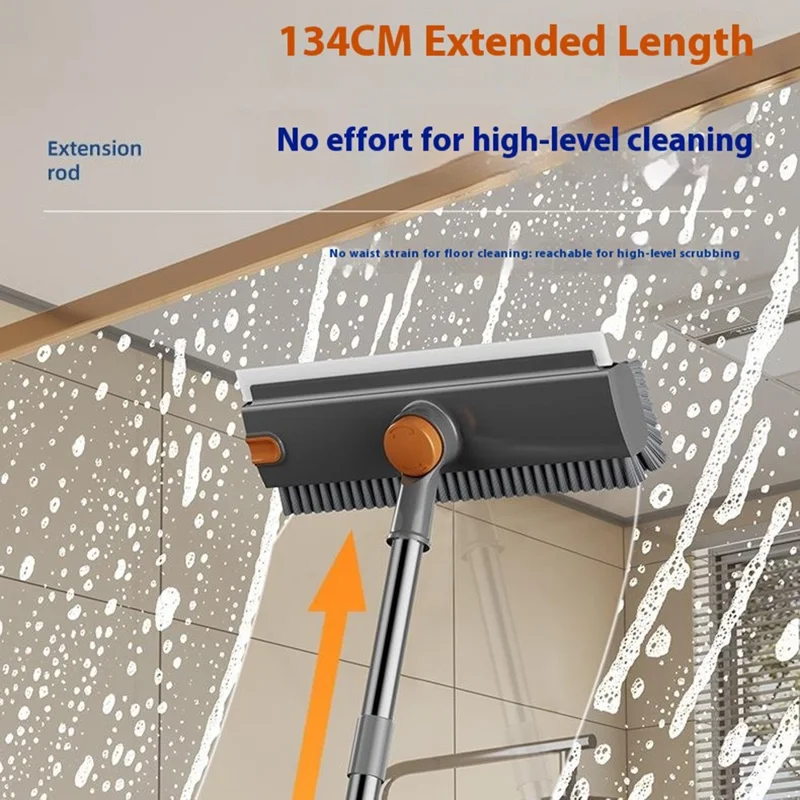 Dubbelzijdige V-vormige vloerborstel voor badkamer met uitgebreide verdikte handgreep