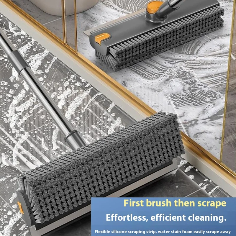 Dubbelzijdige V-vormige vloerborstel voor badkamer met uitgebreide verdikte handgreep