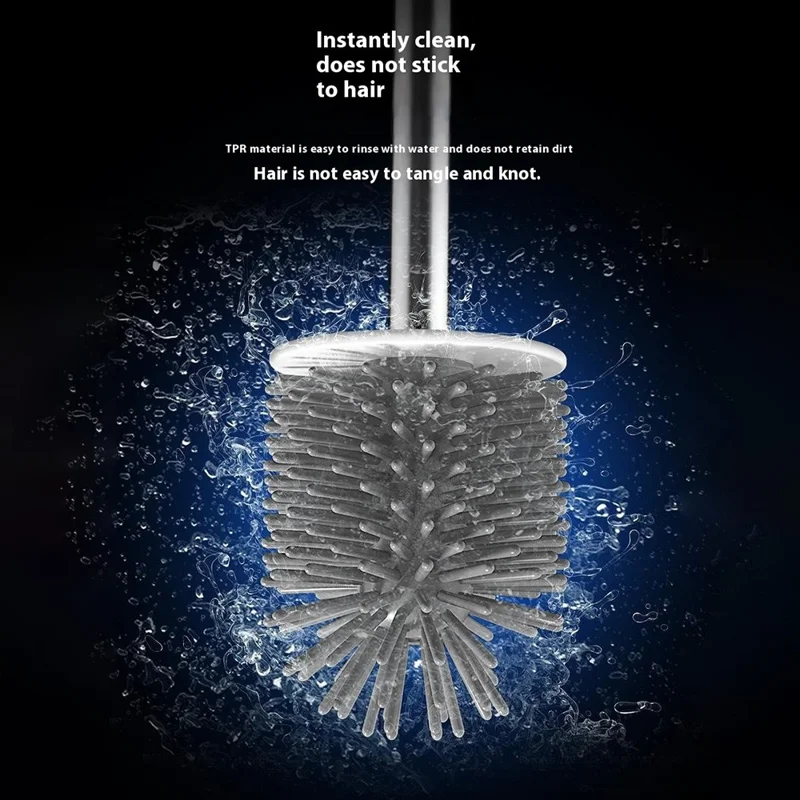 2Pcs Silicone Toilet Brushes Set Long Handle Brushes Bathroom Cleaning Tool - Floor Standing