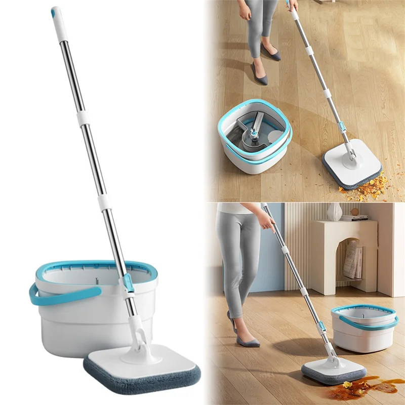 Hands-Free Spin Mop and Bucket Set Floor Mop Kit with Separate Dirty Water System