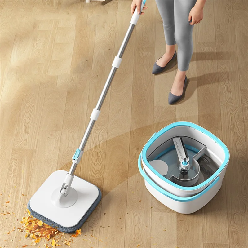 Hands-Free Spin Mop and Bucket Set Floor Mop Kit with Separate Dirty Water System