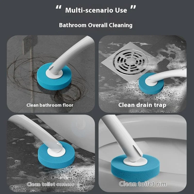 Toilet Brush Bathroom Cleaning Supply with Holder and 8 Disposable Brush Heads