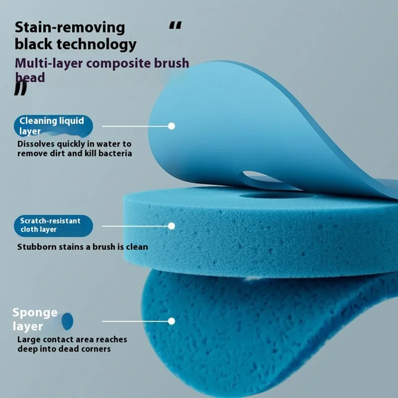 Toilet Brush Bathroom Cleaning Supply with Holder and 8 Disposable Brush Heads