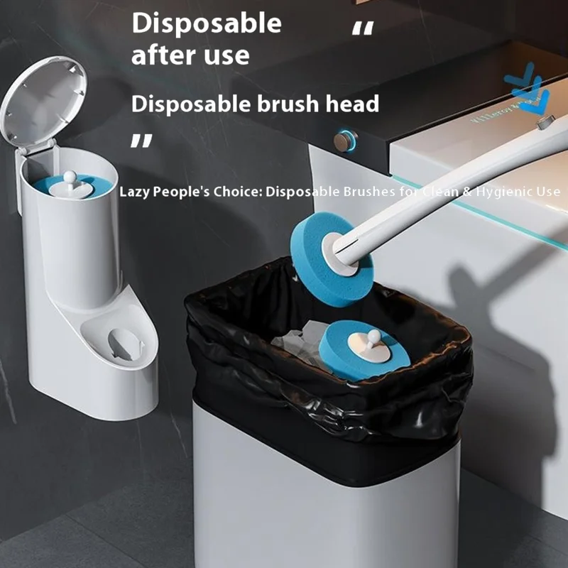 Toilet Brush Bathroom Cleaning Supply with Holder and 8 Disposable Brush Heads