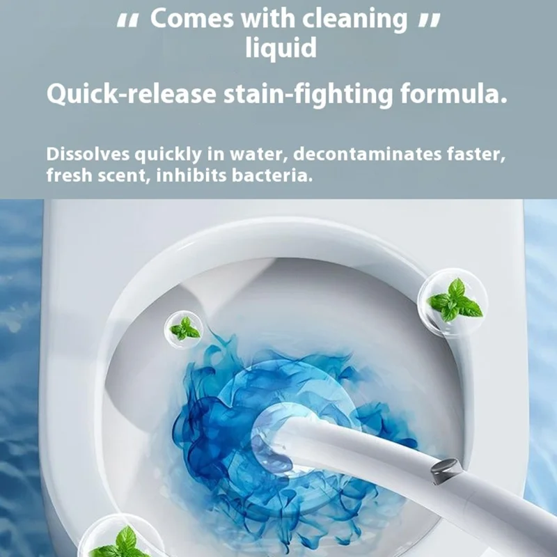 Toilet Brush Bathroom Cleaning Supply with Holder and 8 Disposable Brush Heads