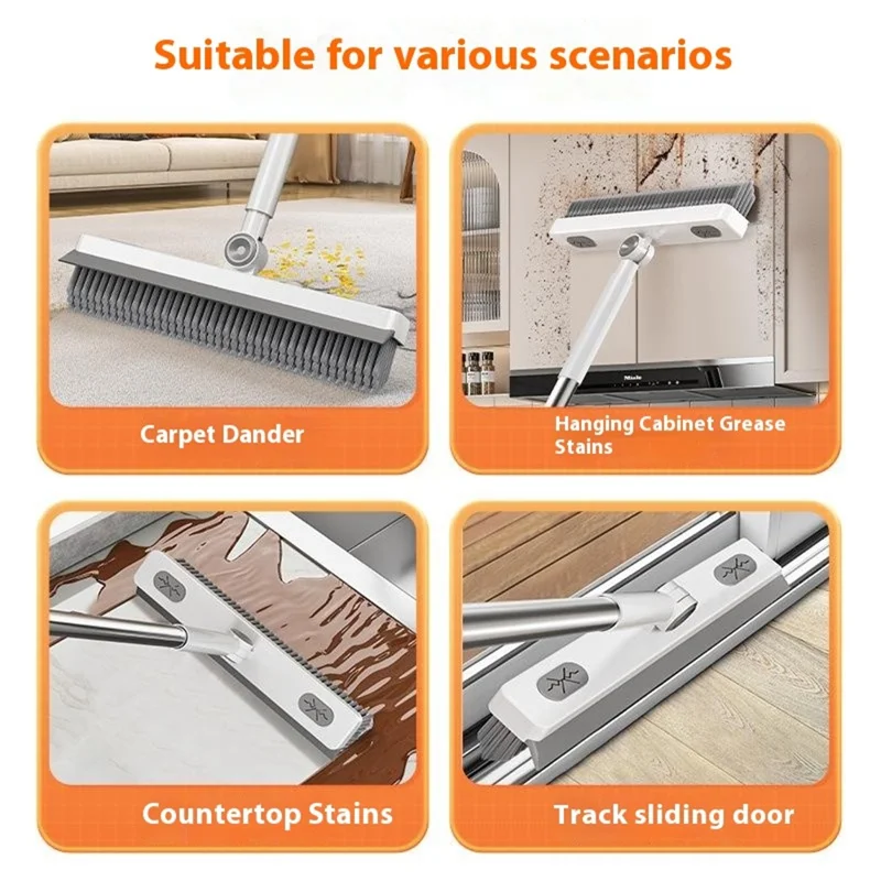 Household Long Handle Floor Scrub Brush  V-Shaped Triangular Head Brush for Bathroom