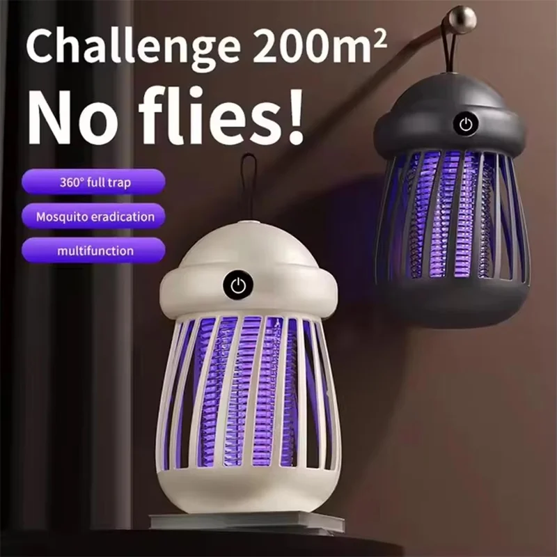 Lâmpada Recarregável Mata-Mosquitos HD-Q01 para Proteção Ocular Doméstica e Repelente de Insetos Luz Noturna - Cinza
