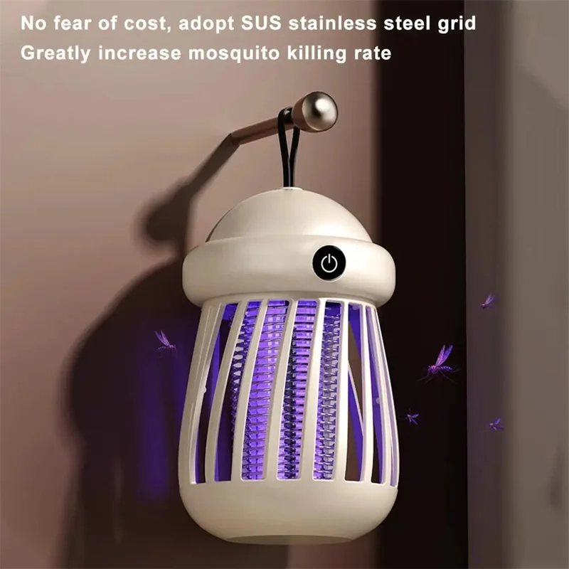 Lâmpada Recarregável Mata-Mosquitos HD-Q01 para Proteção Ocular Doméstica e Repelente de Insetos Luz Noturna - Cinza