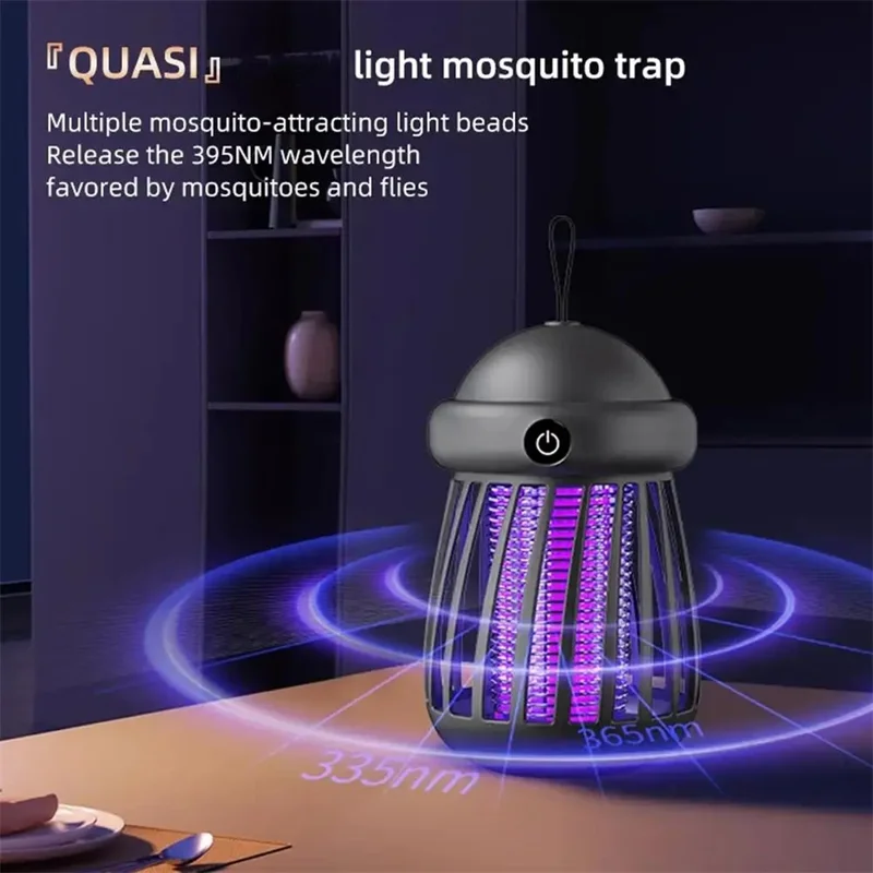 Lâmpada Recarregável Mata-Mosquitos HD-Q01 para Proteção Ocular Doméstica e Repelente de Insetos Luz Noturna - Cinza