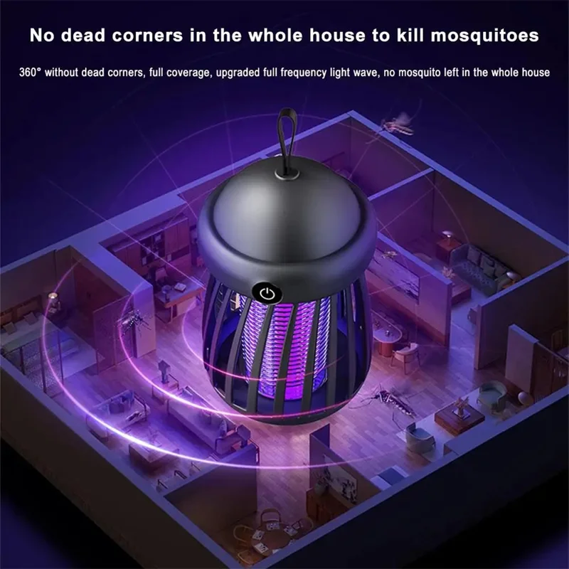 Lâmpada Recarregável Mata-Mosquitos HD-Q01 para Proteção Ocular Doméstica e Repelente de Insetos Luz Noturna - Cinza