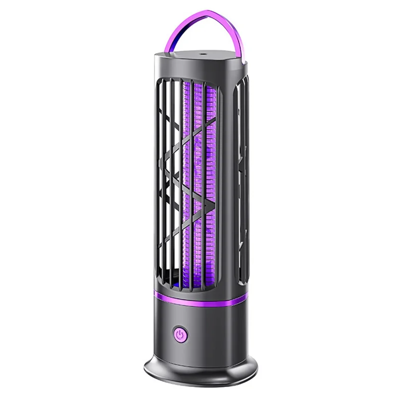 Lâmpada Elétrica Recarregável Mata-Mosquitos D8 com Luz UV, Armadilha de Insetos e Função de Luz Noturna - Cinza