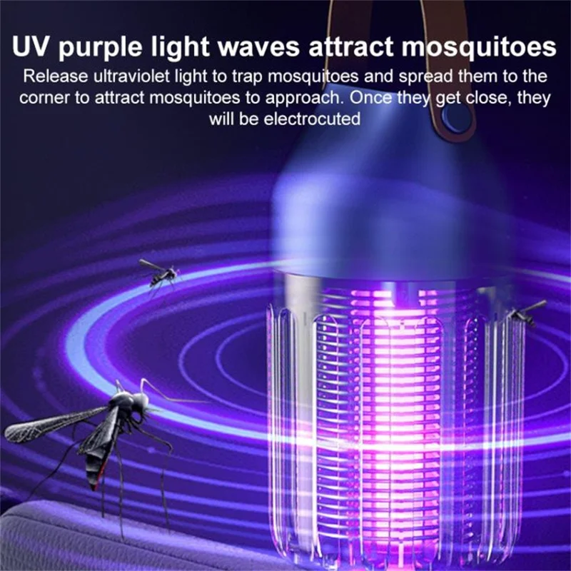 WD-01 Mini Lámpara Mata Mosquitos con Luz Nocturna, USB Recargable, Matamoscas Eléctrico para Interiores y Exteriores - Azul Oscuro