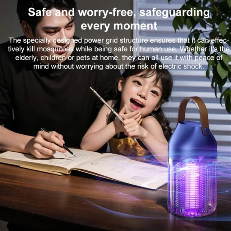 WD-01 Mini Lámpara Mata Mosquitos con Luz Nocturna, USB Recargable, Matamoscas Eléctrico para Interiores y Exteriores - Azul Oscuro