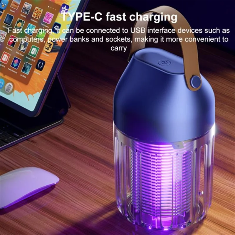 WD-01 Mini Lámpara Mata Mosquitos con Luz Nocturna, USB Recargable, Matamoscas Eléctrico para Interiores y Exteriores - Azul Oscuro