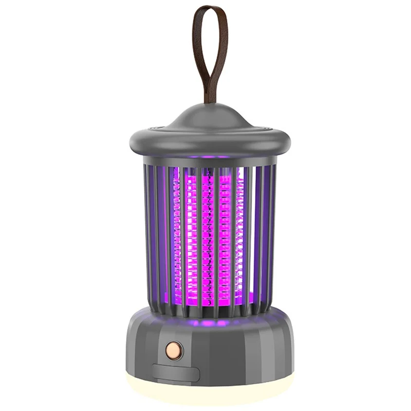Lámpara Mata Mosquitos Eléctrica Doméstica WD-02 con Luz Nocturna, Trampa de Luz UV, Matamoscas para Camping - Gris