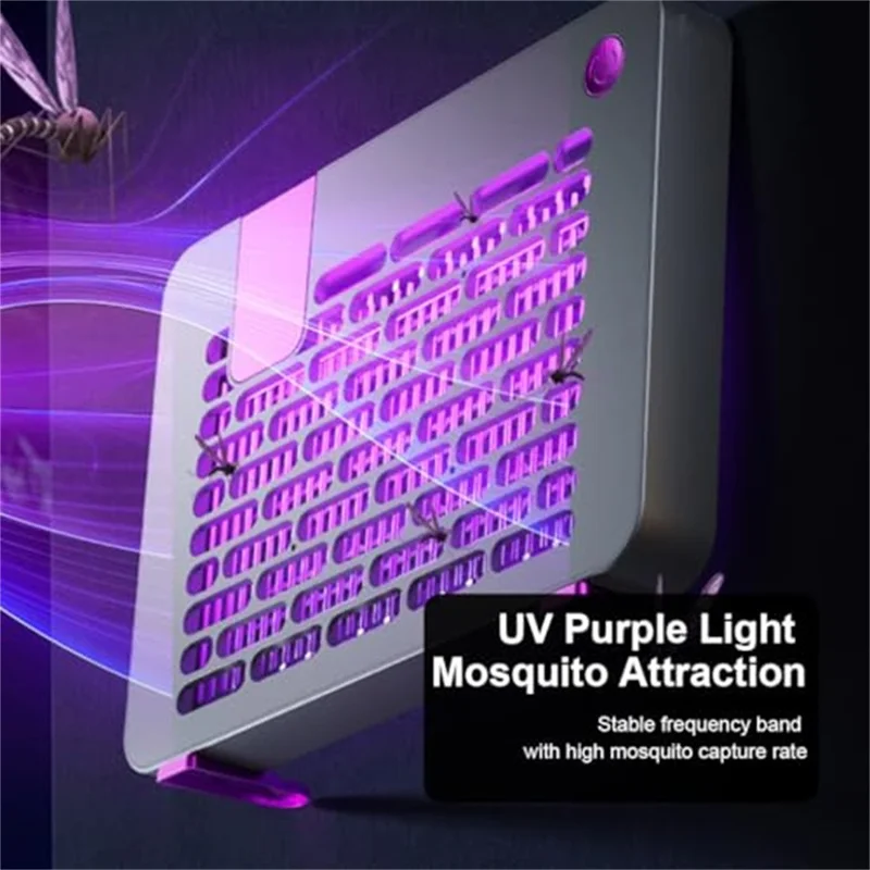 W1 Lâmpada Elétrica Mata-Mosquitos Montada na Parede para Casa, Exterior e Acampamento, Luz UV Armadilha de Insetos - Roxo+Cinza