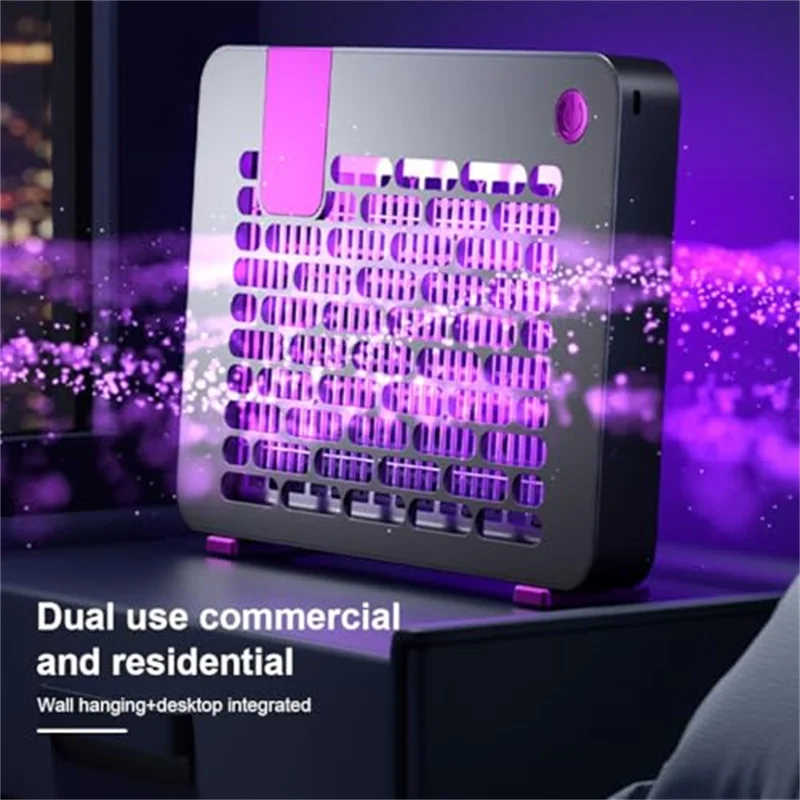 W1 Lâmpada Elétrica Mata-Mosquitos Montada na Parede para Casa, Acampamento ao Ar Livre, Luz UV Armadilha de Insetos - Roxo+Cinza