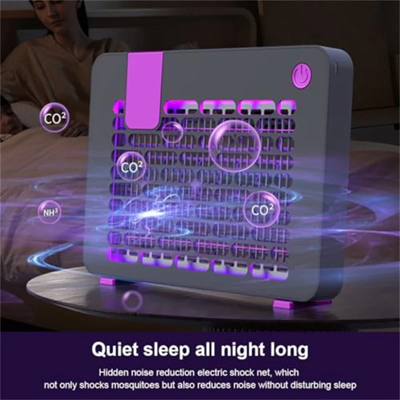 W1 Lâmpada Elétrica Mata-Mosquitos Montada na Parede para Casa, Acampamento ao Ar Livre, Luz UV Armadilha de Insetos - Roxo+Cinza