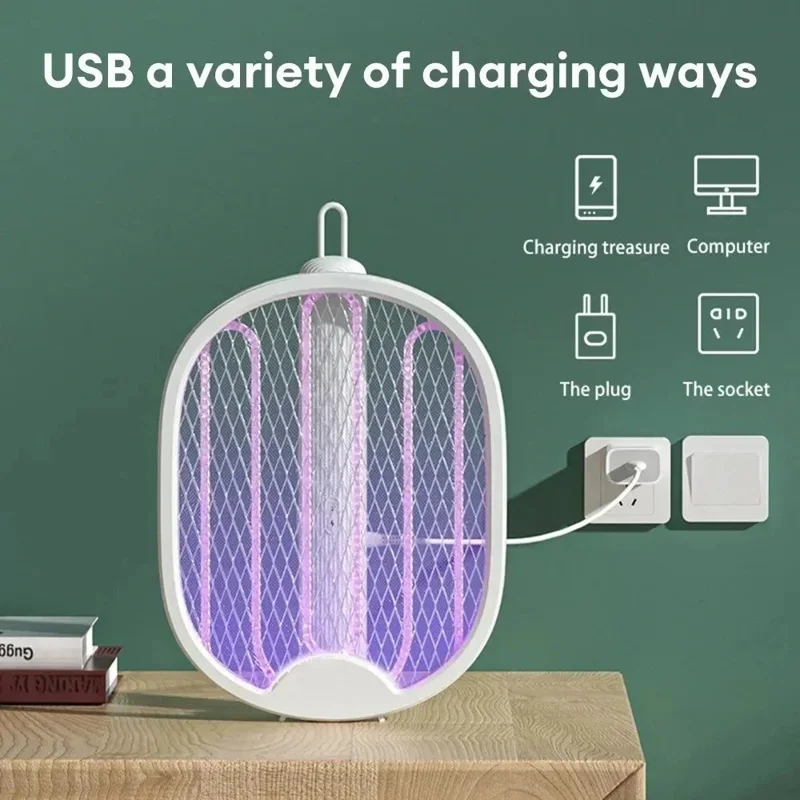 928 2 en 1 Matamoscas Eléctrico Plegable Trampa de Insectos Automática Recargable por USB Matamosquitos