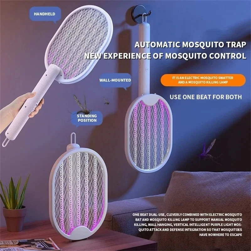 928 2 en 1 Matamoscas Eléctrico Plegable Trampa de Insectos Automática Recargable por USB Matamosquitos