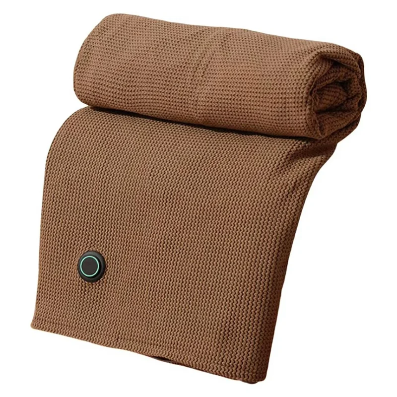 150 x 80cm USB Heated Zipper Poncho for Single Person Heating Shawl Home Office Nap Electirc Warming Blanket - Coffee
