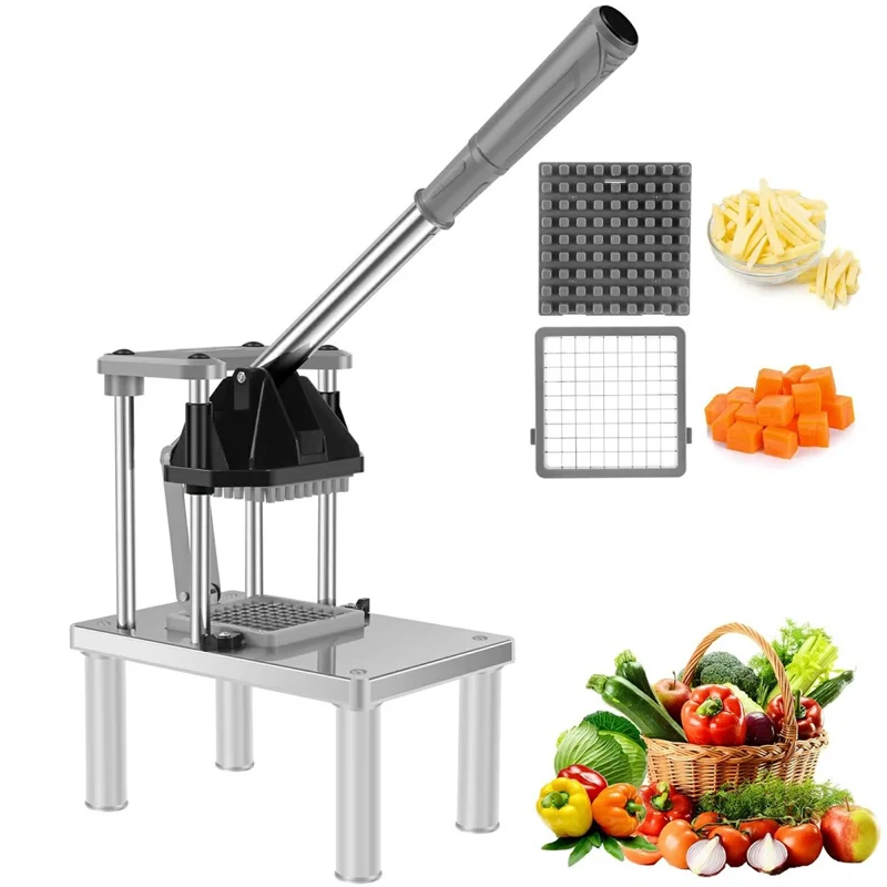 Heavy Duty French Fries Cutter with Press Handle Commercial Vegetable Fruit Slicer Dicer (BPA Free, No FDA)