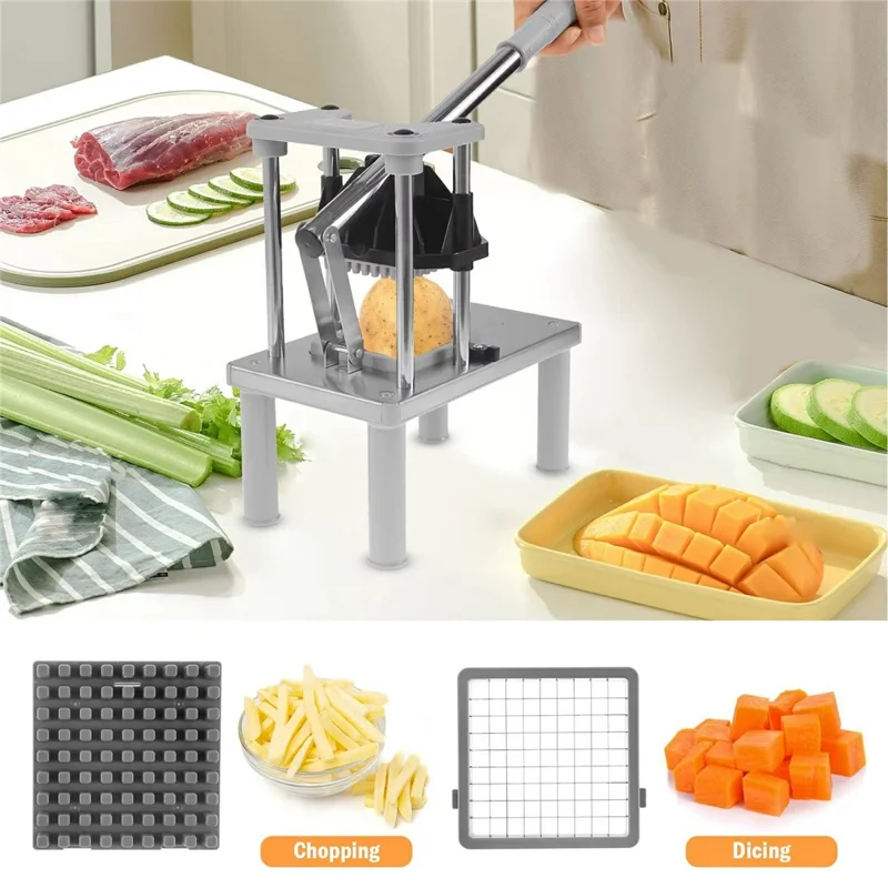 Heavy Duty French Fries Cutter with Press Handle Commercial Vegetable Fruit Slicer Dicer (BPA Free, No FDA)