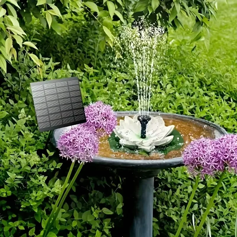 Solar Powered Floating Fountain For Outdoor Water Features Garden Pond Decorative Lotus Leaf Flower Design - White