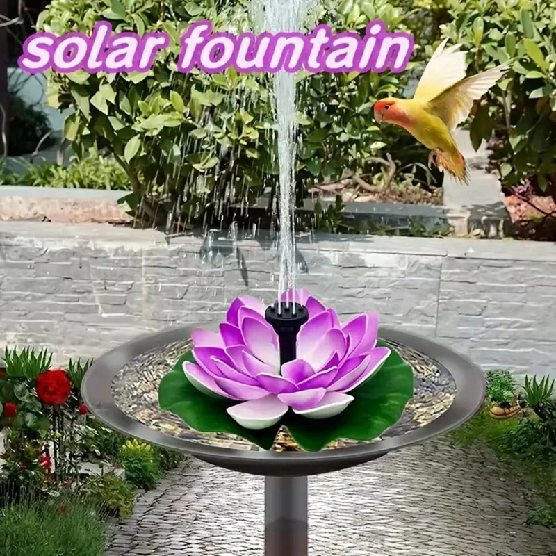 Solar Powered Floating Fountain For Outdoor Water Features Garden Pond Decorative Lotus Leaf Flower Design - White