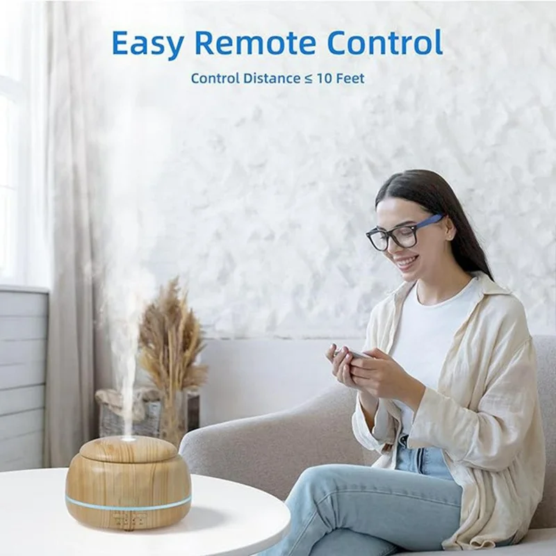 Humidificador USB con grano de madera de 300 ml, difusor de aromaterapia ultrasónico, difusor de aceites esenciales portátil con luz ambiente de 7 colores - Grano de madera