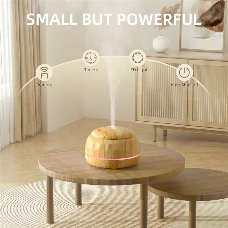 Humidificador USB con grano de madera de 300 ml, difusor de aromaterapia ultrasónico, difusor de aceites esenciales portátil con luz ambiente de 7 colores - Grano de madera