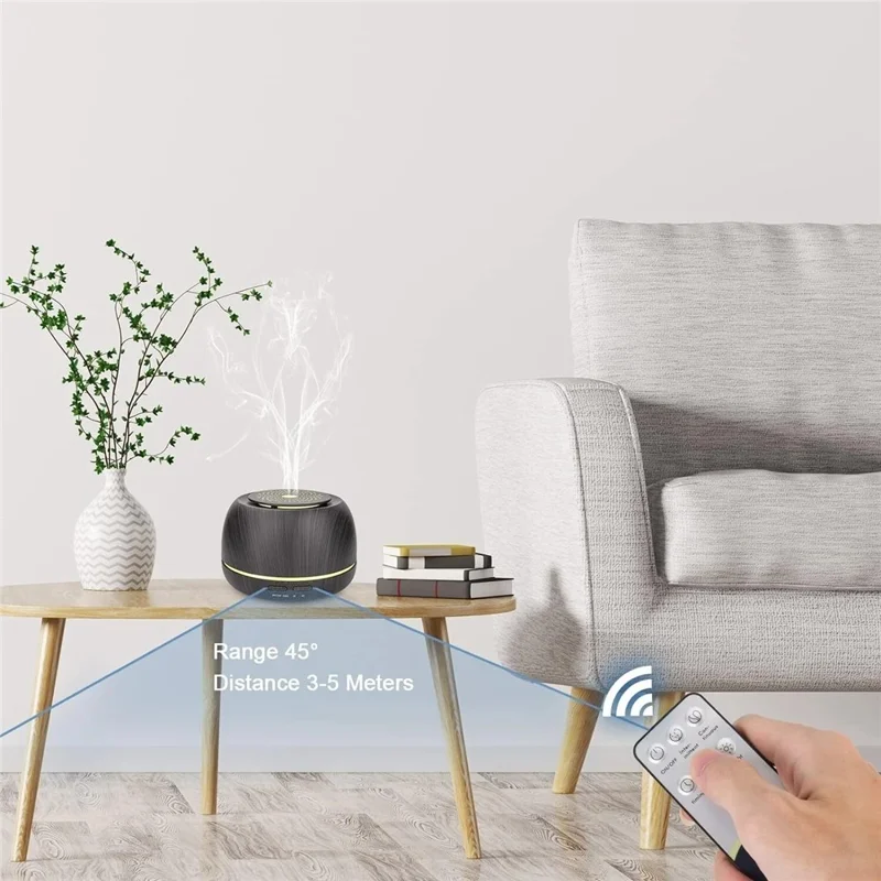 USB-Ultraschall-Aromavernebler 300ml Kompakter Luftbefeuchter für Zuhause, Büro, Auto und Reisen - Schwarze Holzmaserung
