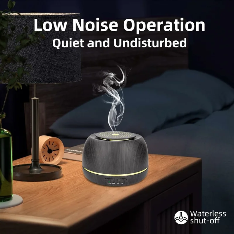 USB-Ultraschall-Aromavernebler 300ml Kompakter Luftbefeuchter für Zuhause, Büro, Auto und Reisen - Schwarze Holzmaserung