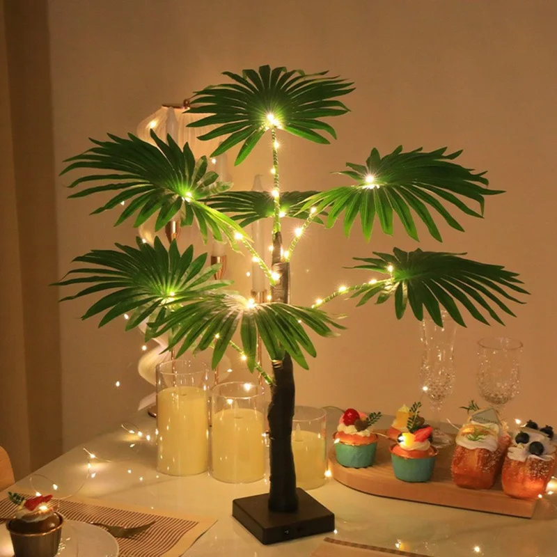 60cm Glowing Tropical Palm Tree Warm White 35-LED Ambient Lamp Holiday Party Desktop Decor