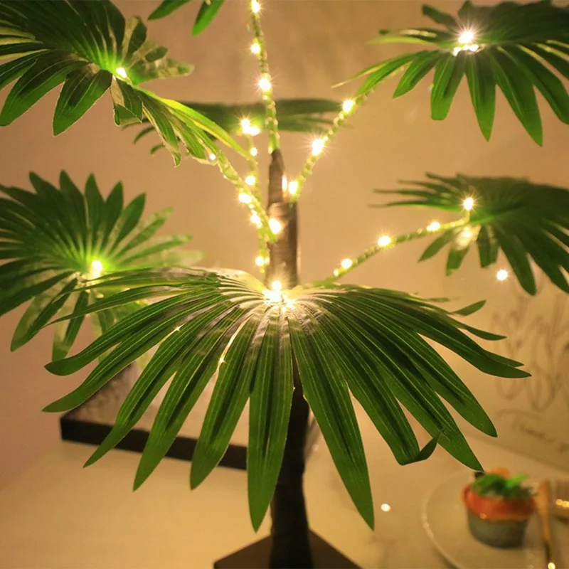 60cm Glowing Tropical Palm Tree Warm White 35-LED Ambient Lamp Holiday Party Desktop Decor
